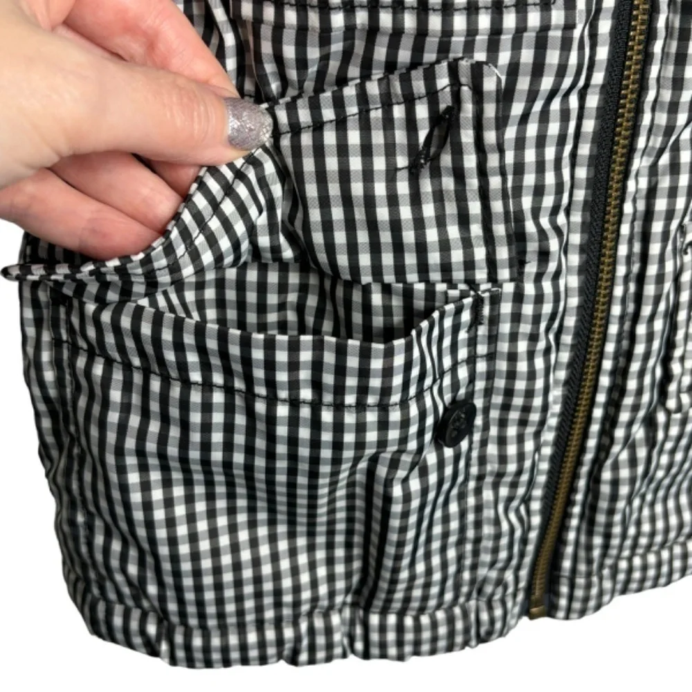GAP Kids Girls Vest Jacket Black White Gingham Sherpa Lined‎ Zip Up Sleeveless